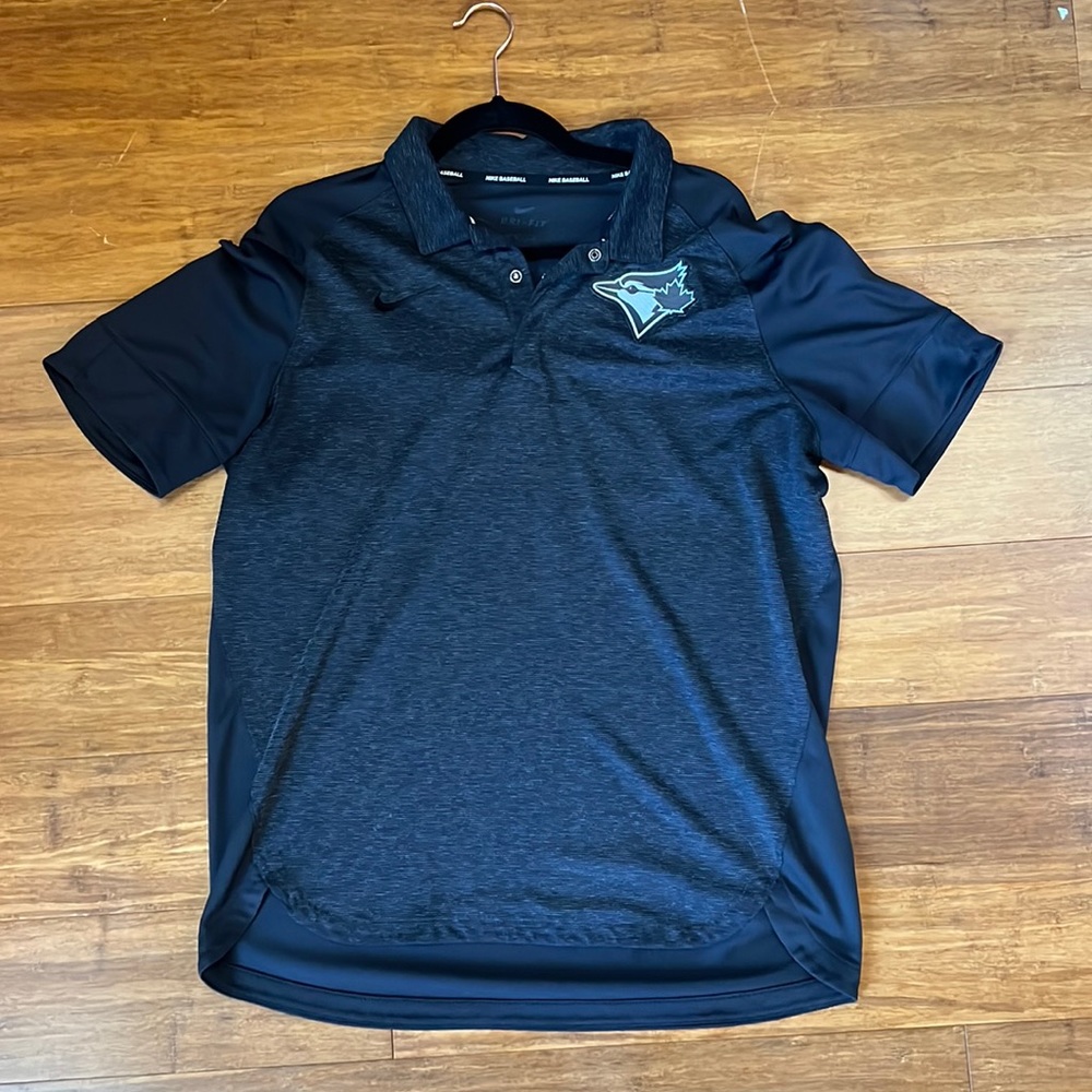Nike Baseball Polo - Toronto Blue Jays Black on Black Logo